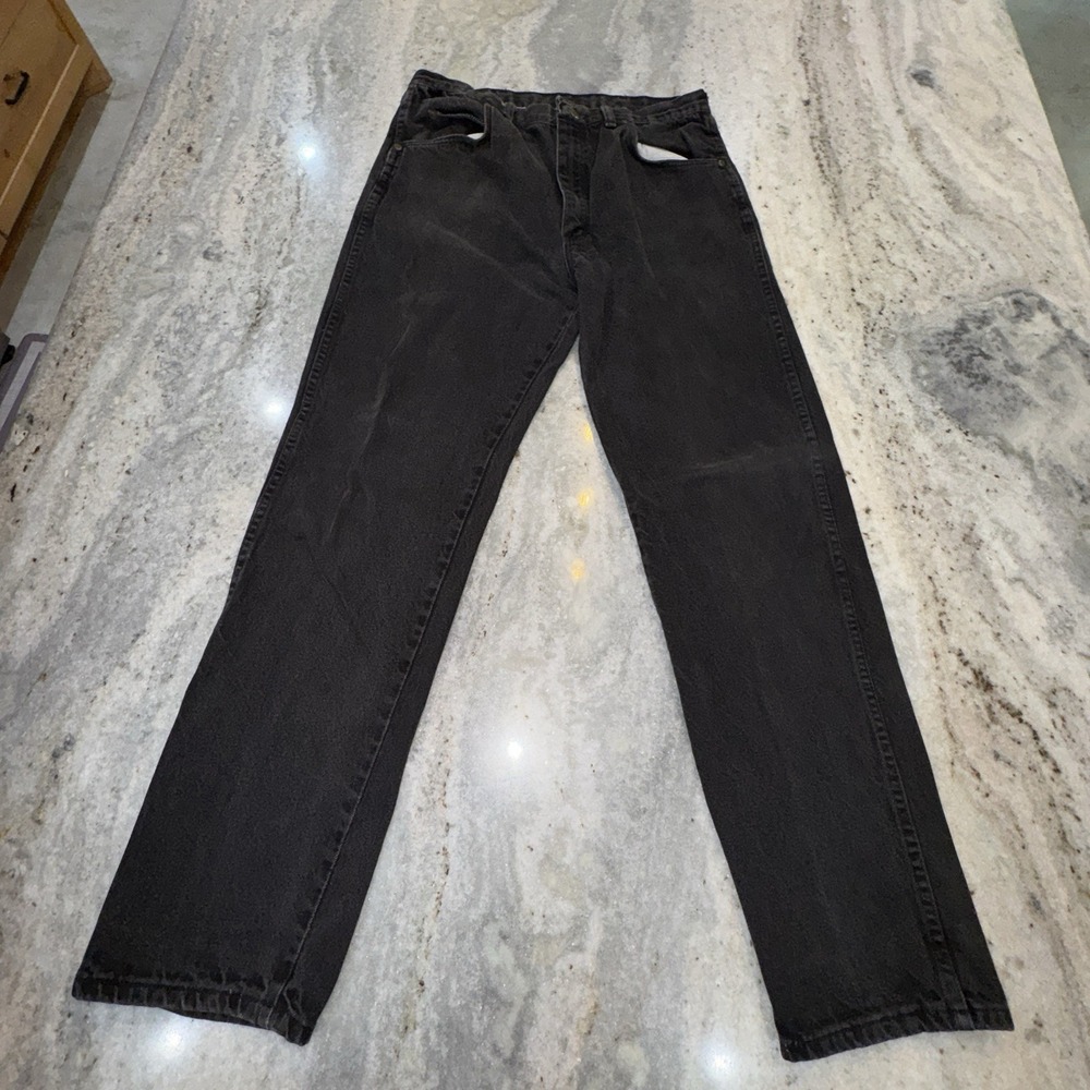 Vintage Wrangler 33 X 31 Rugged Wear Black Denim Jeans Western Cowboy USA